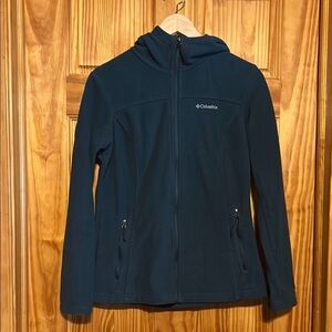 Columbia Women's Emerald Green Fleece Hooded Zip-Up Jacket.